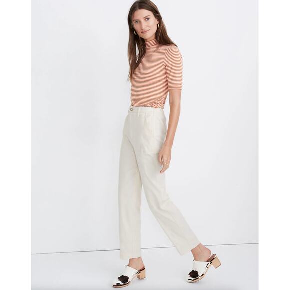 MADEWELL Camp Pants Trousers Ankle Natural Seeded Herringbone Cream Sz XL {EE45} - Picture 3 of 9
